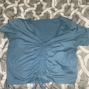 Blue tie strings shirt